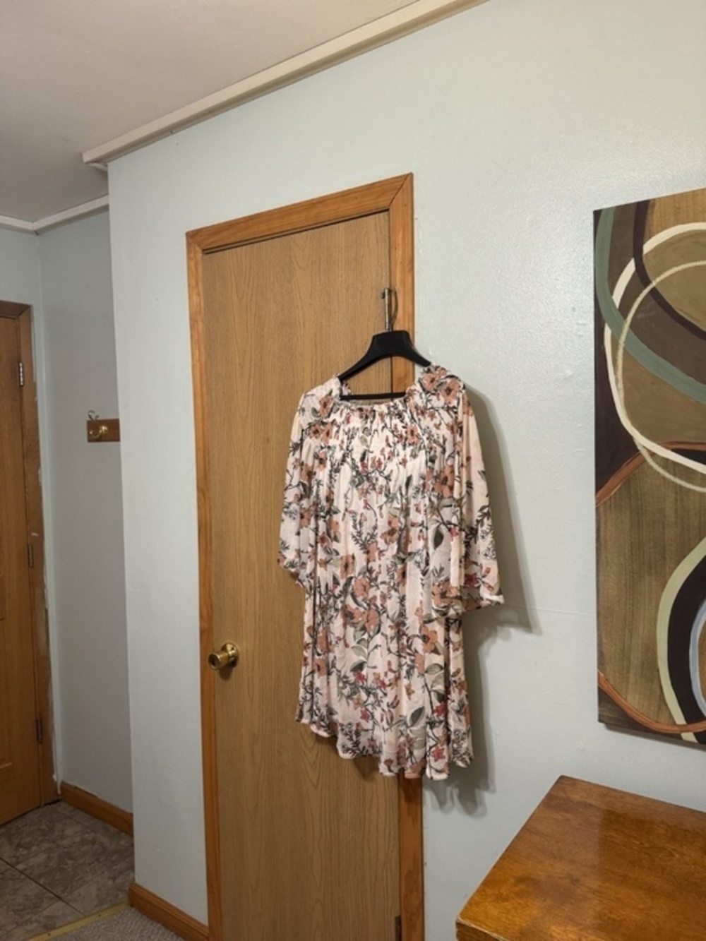 Nieman Marcus Medium w/Floral Print Off-the-Shoulder Smocked A-Line Dress - EUC